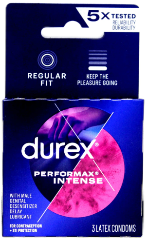 Durex Performax Intense Latex Condoms 3-Count